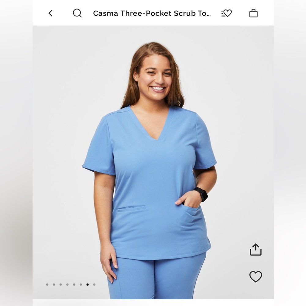 FIGS XL Ceil Blue 3 Pocket Scrub Top Like NEW